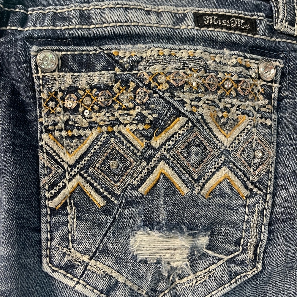 Miss Me Women's Denim Jeans with Intricate Gold Accents
